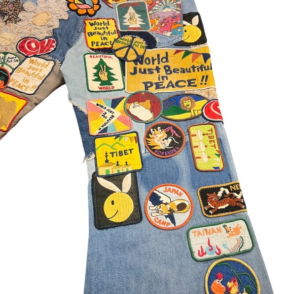 Kapital 12.5oz Denim 5P Rat Flare Pants "BEAUTIFUL WORLD INSANE Remake" size 38 - Picture 4 of 13